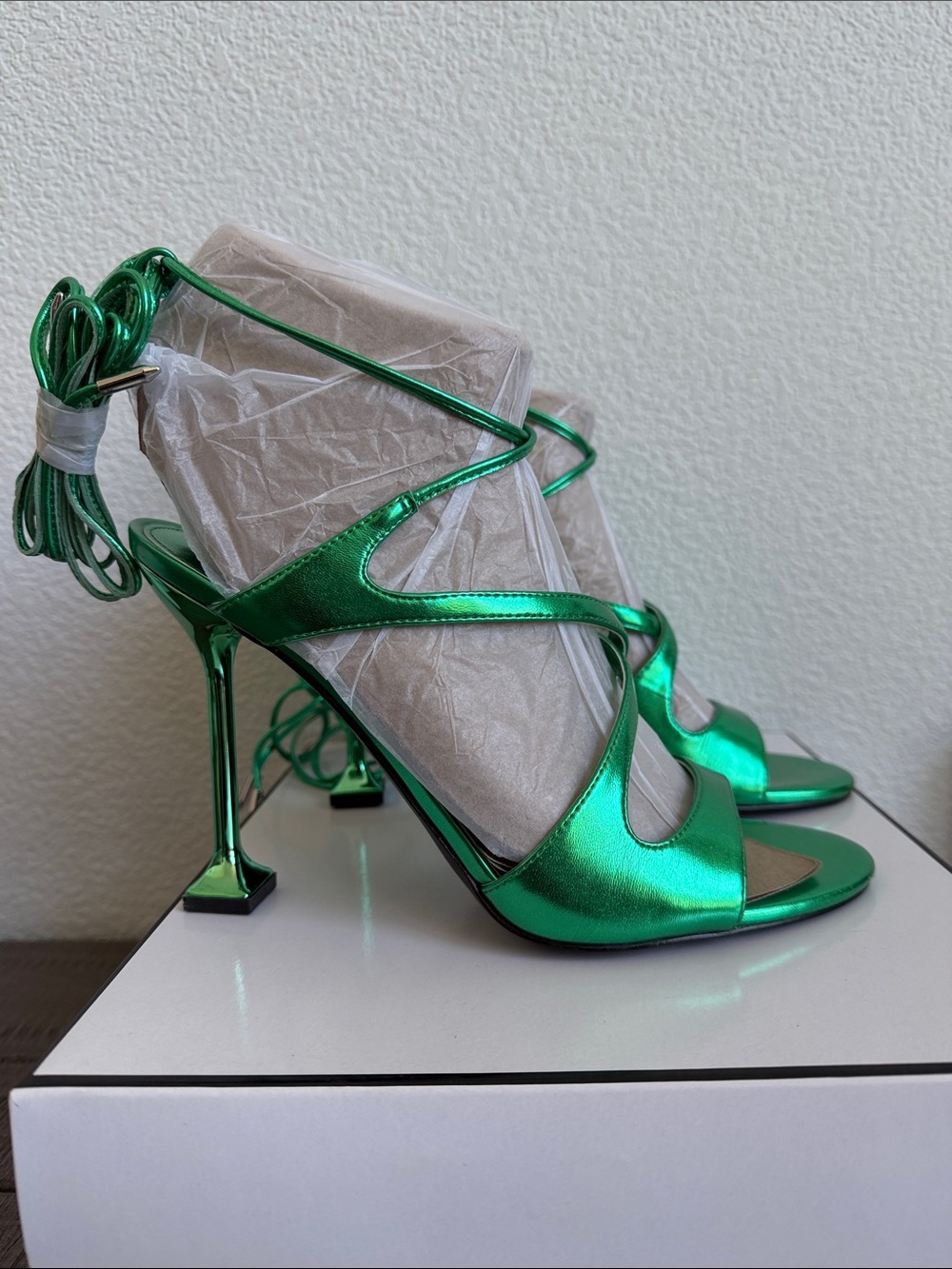 Guess Women's Niko High Heel Lace up Leg Wrap Dress Sandals NIB